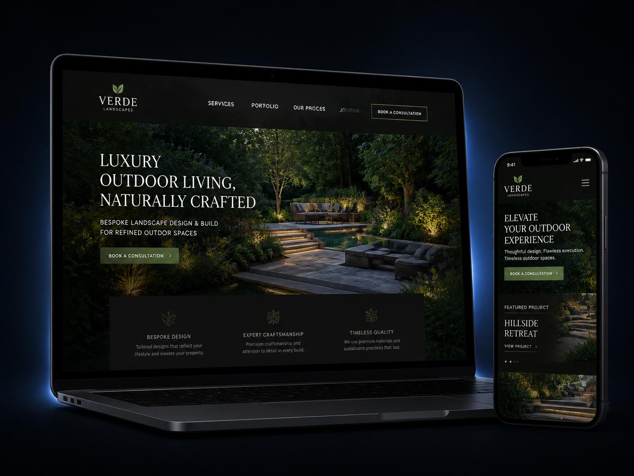 Verde Landscapes website mockup