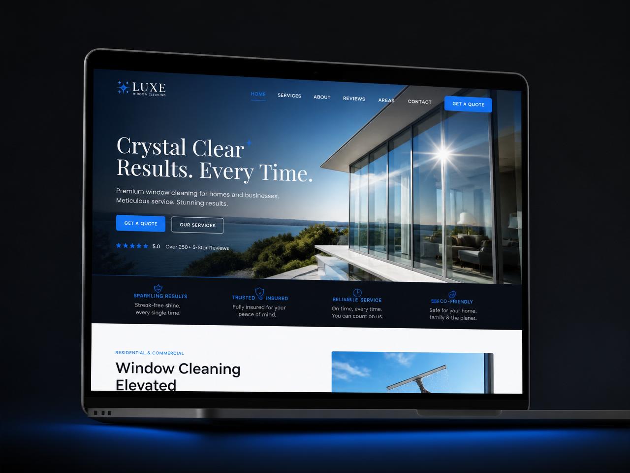 Luxe Window Cleaning website mockup